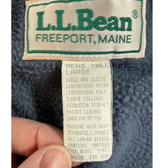 Vintage LL Bean Parka Jacket Mens Large Tall Blue Fleece Lined Utility Gorpcore